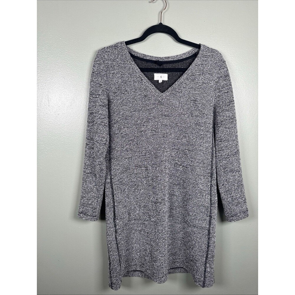 Lou & Grey Long Sleeve V Neck‎ Textured Pullover Dress Pockets Size XS Oversized